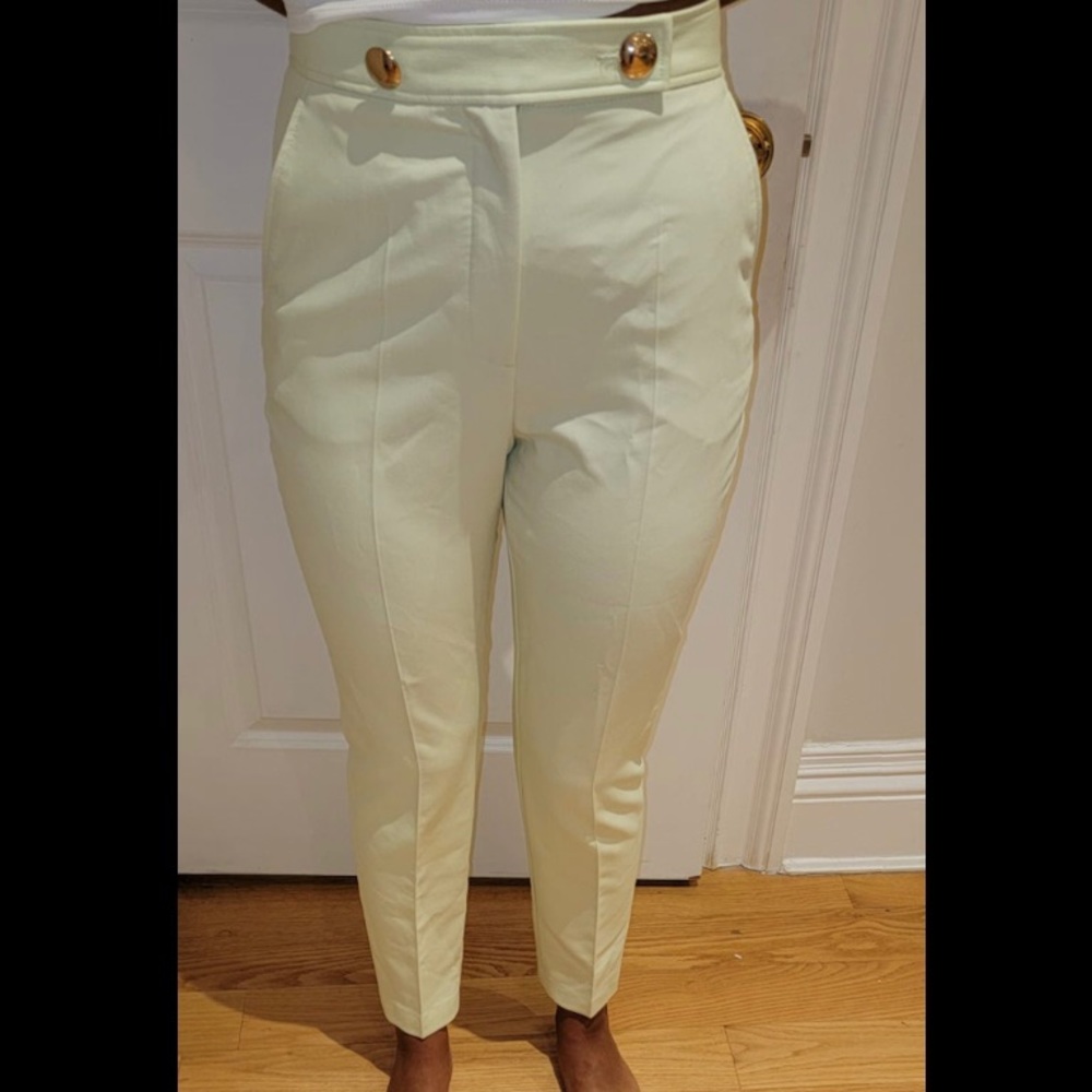 Zara mint green trouser with gold buttons